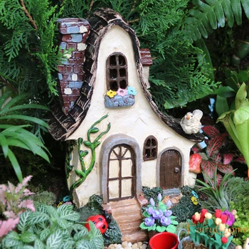FairyCome Fairy Casa Mare Rustic de Gradina in Miniatura de Vaci cu Gărgăriță & Bird Rășină Zână Grădină în Miniatură Vila de Paduri Acasă