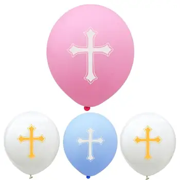 10buc Paste Fericit Baloane Cruce de Aur Balon de Paști Petrecerea de Botez Decor albastru roz alb Baloane Heliu Dumnezeu să Binecuvânteze Cruce