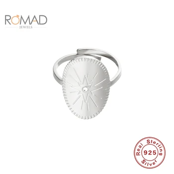 ROMAD de sex Feminin Oval Octogonal Model Stea din Aur cu Diamante Inele Deschis Minimalist S925 Argint Inel Pentru Femei Moda Bijuterii