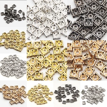 50pcs Negru Aur Silveren Margele Stras Pătrat Rondelelor de Cristal CZ Spacer Pentru a Face Bijuterii DIY Brățară Furnizor de 6/8mm