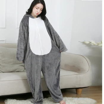 Flanel Animal Pijamale Câine Husky Kigurumi Body-Uri Pentru Adulți Femei Bărbați Desene Animate Cosplay Costum Cu Fermoar Fete Dintr-O Bucata Pijamas