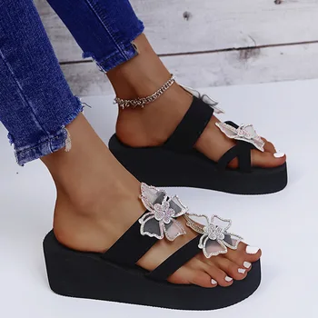 Vara Papuci Flip Flops Pentru Femei Pene Sandale Casual Ladies Clip Degetul Flip Flops Platforma De Plaja Pantofi Confortabili Pentru Vânzare
