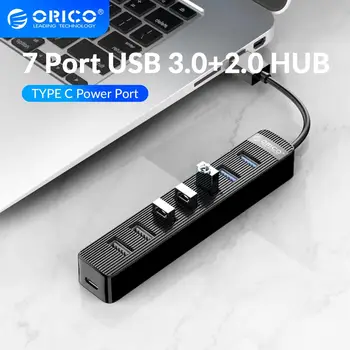 ORICO USB 3 0 + 2.0 HUB Cu Tip C Portul de Alimentare de Mare Viteza Cu 7 Porturi USB3.0 2.0 SD TF Splitter Adaptor Pentru PC Accesorii calculatoare