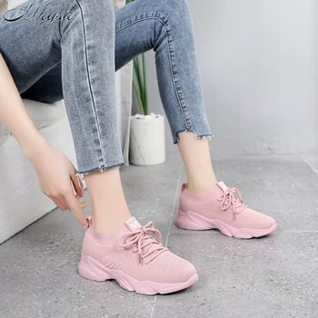 Femei Pantofi Casual Moda Respirabil De Mers Pe Jos De Plasă De Dantelă Sus Adidași Pantofi Plat Pentru Femei 2020 Tenis Feminino Alb Vulcanizat Pantofi