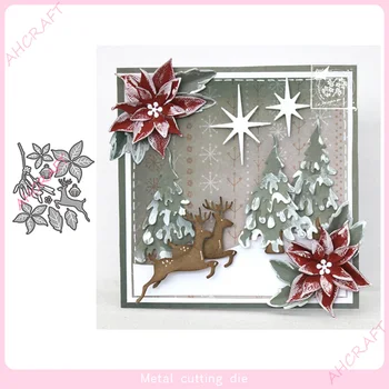 Crăciun elan și frunze de Metal de Tăiere Moare pentru DIY Scrapbooking Album Foto Decorative Relief PaperCard Meserii Die2020