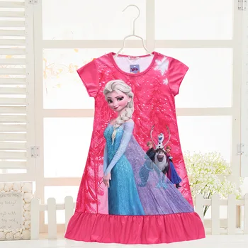 Copii Haine Copii Fete Frozen 2 Elsa Anna Rochie De Printesa Pentru Copii Cămașă De Noapte Desene Animate Frumoasa Adormita Pijamale De Vara Rochie Roz
