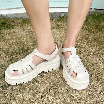 Respirabil 2021 Sandale Pantofi Negri pentru Femei Saboți Cu Toc Briose Espadrile pantofi Platforma Noua Moda Bej Confort Gros