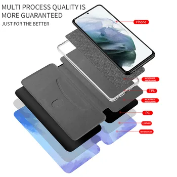 De lux Flip Card Slot Piele Note20 Caz Pentru Samsung Galaxy S20 S21 FE S10 S9 Plus Ultra Magnetic Puternic Suport Telefon Pungi de Acoperire