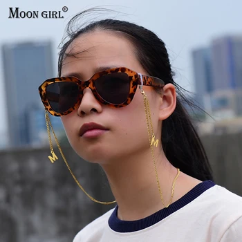 Aur Inițială din Oțel Inoxidabil ochelari de Soare Lanț Suport Masca de Curea Curea de Moda Ochelari Ochelari de vedere pentru Femei Lanț de Gât