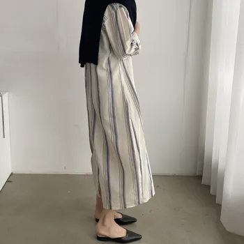 HziriP Chic Meci de Streetwear Nouă Primăvară cu Dungi Drepte Elegante Femei 2021 Fierbinte OL Liber de Bază Tricouri Lungi Rochii Vestidos