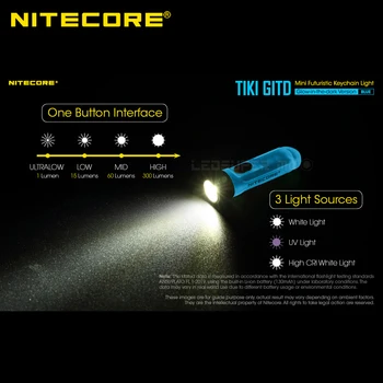 Original INCARCATOR TIKI GITD UV Lanterna USB Reîncărcabilă 300Lumens 3 Lumini Surse Cu OSRAM P8 LED Breloc cu Lumina