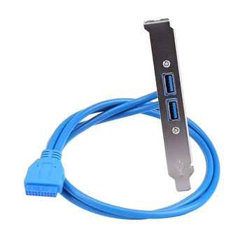 Dual 2 Porturi USB 3.0 de Tip a Panou Spate pentru 20pin Antet Conector Cablu cu Slot PCI Placa Suport de 1.5 ft