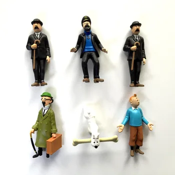 6pcs/lot Aventurile lui Tintin PVC Cifrele de Acțiune Tintin, Snowy Câine de Colectie Model Jucării Păpuși în sac de opp