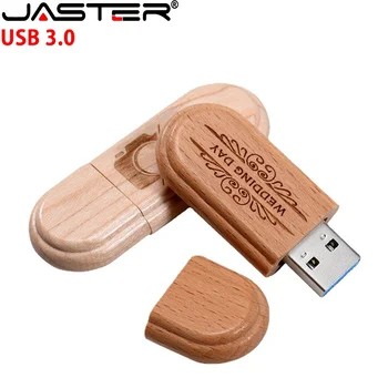 JASTER USB 3.0 de Mare Viteză USB LOGO-ul Clientului de Lemn U Disc de Arțar + Cutie U Disk 4GB 8GB 16GB 32GB Memory Stick Cadou de Nunta