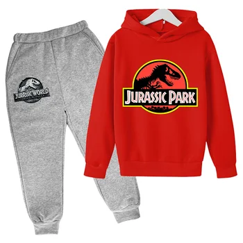 Jurassic Park Lume Dinozaur Nou Confortabil Hanorace cu Gluga Pentru Baieti fete Hiphop Tricou Copii Set Haine de Bumbac+Pantaloni