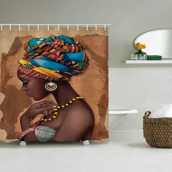 Perdea de dus Pentru Baie Bucle Sexy Fată din Africa American Afro Negru Fata Femei de Imprimare 3D Poliester Perdea de Baie rezistent la apa