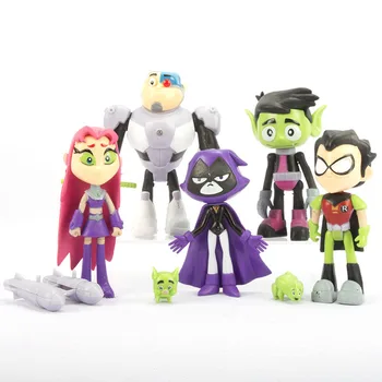 7PCS/SET 13CM Teen Titans Go Figurine Jucarii Robin, Raven ia PVC Colecție de Crăciun Jucării pentru Copii Film