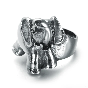Vinatge Elefant Inele Pentru Bărbați Și Femei Cool 316L din Oțel Inoxidabil Punk Biker Ring Moda Animal Feroce Bijuterii