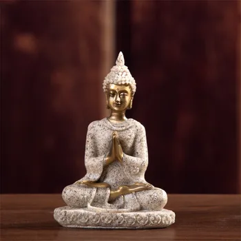 NEYLEND Creative Gresie Așezat Statuia lui Buddha Sculptura Manual Figurine Mici Miniaturi Auto Ornamente Decor Acasă Cadouri