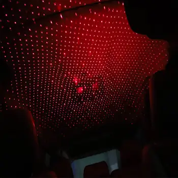 Roșu USB Masina Atmosferă de Lumină Mașină de Decoratiuni Interioare Tavan Stele Lumina de Proiecție Mașină de Lumina Bling Masina Pandantiv Dotari
