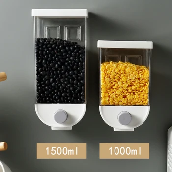 1000-1500ml Cereale Cutie de Depozitare Bucatarie Montate pe Perete Rezervor de Orez Boabe de Cafea Sigilat Borcane de fulgi de ovăz distribuitor en-gros