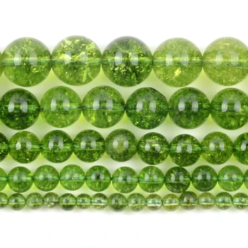 Natural Green Peridot Piatra de Cristal Margele Rotunde Liber Spacer Pentru a Face Bijuterii DIY Bratara Handmade 4/6/8/10/12mm