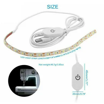 Flexibil LED Strip Lumina Alb Lumina LED-uri Cu Touch Dimmer 5V USB de Alimentare Mașină de Cusut Banda de Lumina