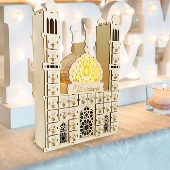 2021 Noi Ramadan Calendar Numărătoarea inversă DIY din Lemn Eid Mubarak Ornament Sertar Partid Decor de Lemn de Mici Bomboane Cadou Sertar