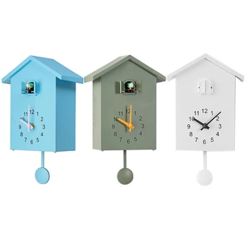 Plastic Ceas cu Cuc Cuc Ceas de Perete, Naturale Voci de Păsări Sau Cuc Apel, Design Ceas cu Pendul, Casa de Pasăre, Arta de Perete N7MB