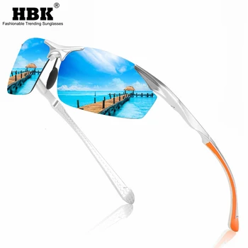 HBK Polarizate Dreptunghi în aer liber ochelari de Soare pentru Barbati 2021 fără ramă de Conducere Sport Oglindă Lentile de Aluminiu Ochelari de Soare UV400 Unisex