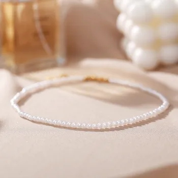 WUKALO Elegant Alb Imitație Perla Cravată Colier Rotund Mare Perla de Nunta Colier pentru Femei Farmec Moda Bijuterii