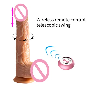 Telecomanda Wireless telescopic dildo vibrator din silicon mare penis încălzire realiste G-spot masaj sex feminin masturbari jucarii sexuale