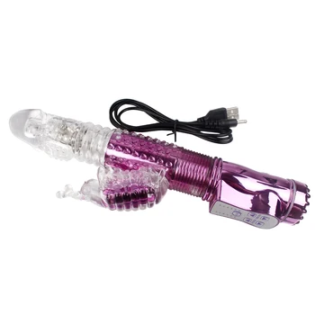 Dublu Vibrator Penis artificial jucarii Sexuale G Spot USB de Încărcare a Bateriei Fluture Vibrator Telescopice Rotative Șirag de mărgele Stick Produse pentru Adulți