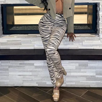Tossy Femei Pantaloni Casual Zebra Print Picior Drept Pantaloni Despartit De Primăvară Femei Streetwear Talie Mare Moda Doamnelor Pantaloni