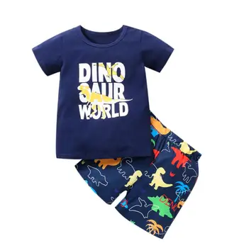 Băieți copii Haine Set Scrisoare de Imprimare Maneci Scurte O-neck T-shirt Dinozaur pantaloni Scurți Imprimare de Desene animate pentru Copii Îmbrăcăminte pentru Băieți Set