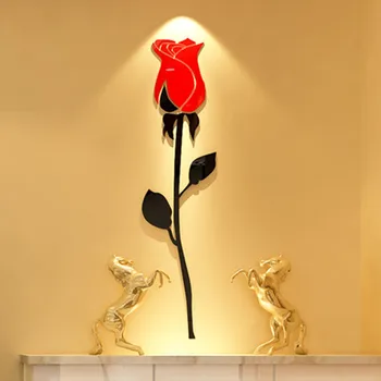 Trandafir de Cristal Acrilic 3d Autocolante de Perete Dormitor Living Intrarea Fondul Idei de Decorare Camera Oglindă Decor