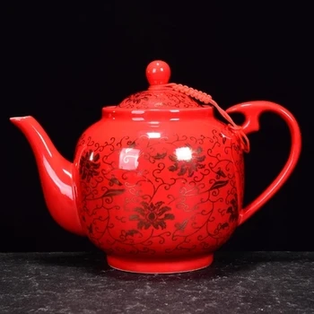 Rosu Geamuri Prăjită Aur Ceainic Din Ceramică De Uz Casnic Kung Fu Da Hong Pao Ceai Negru Set Filtru Manual Ceai Accesorii Teaware