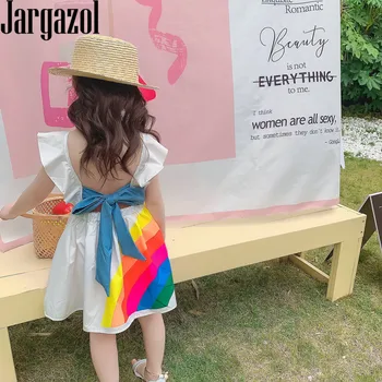 Jargazol Moda de Vara pentru Copii Rochii pentru Fete Ranbow Arc Backless Printesa Rochie fetite Rochii Vestidos Haine de Petrecere