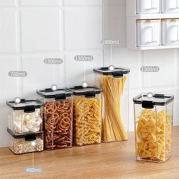 1 buc 4 Dimensiuni de Bucătărie Etanș Cutie de Depozitare Containere Pentru Alimente Set Pătrat Transparent Caz Sigilate Uscat Nuci Multi Boabe de Sticle