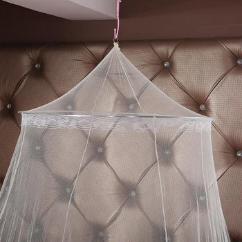 Summer Elegant Hung Dome Mosquito Net For Double Bed Summer Polyester Mesh Fabric Home bedroom Outside Baby Adults Hanging Decor