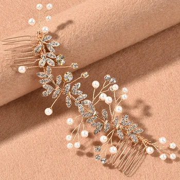 Mireasa Perle De Cristal Piepteni De Păr Nuntă Accesorii De Par Frizură Pentru Femei Stras Introduceți Pieptene Ornamente De Păr Bijuterii
