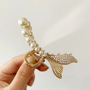 2021 Noi Perle Elegante Coadă De Pește Gheare De Păr Agrafe De Par Agrafe De Par Pentru Femei Agrafe De Par Moda Accesorii De Par Cadouri