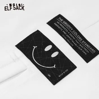ELFSACK Harajuku Solid Pur Casual Split Tiv T-Shirt Femei,2021 Vara Cordon Scrisoare Maneca Scurta de sex Feminin Bază de zi cu Zi Topuri
