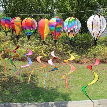 1 buc Rainbow Balon cu Aer Cald Vânt Rotație Paiete Moară de Vânt Agățat de Decor pentru Grădină în aer liber (Culoare Aleatorii)