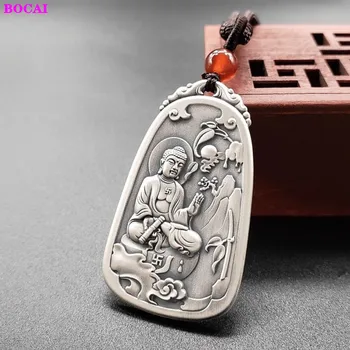 BOCAI S999 Argint Pandantiv Avalokitesvara Călugăr Guangong Dragon Pura Argentum Patron de sex Masculin de sex Feminin Amuleta