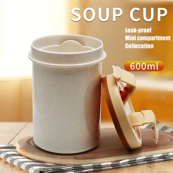 600 ml Supa de Cupa Cupa micul Dejun cuptor cu Microunde Tacamuri de Depozitare a Alimentelor Recipient Portabil termos cana de cafea oală supa sticla cu apa cadou