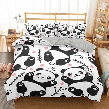 Panda Minunat Set De Lenjerie De Pat Pentru Fata De Copii Adolescent Drăguț Ușor Carpetă Acopere Seturi Twin Plin Regina King Size, Lenjerie De Pat Lenjerii De Pat