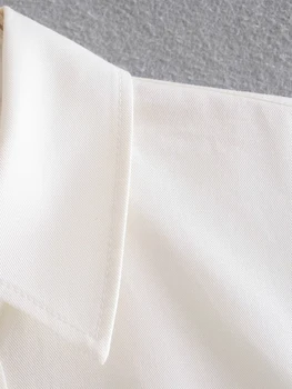 2021 vara alb nou stil European și American buton Rever maneca lunga curea stil camasa, Rochie Mini