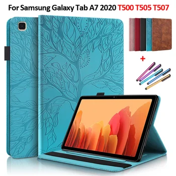 Emboss Copac Piele Flip case Pentru Samsung Galaxy Tab A7 Caz Portofel Stand Tableta Pentru Galaxy Tab A7 2020 Cazul SM T500 T505 T507