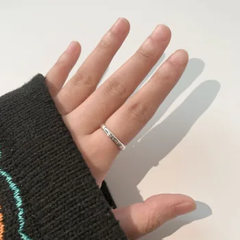 Mini Inel Bijuterii Simple, Mici, Rotunde Deschide Reglabil Pe Deget Inele Pentru Femei, Barbati Cool Hip Hop Scrisoare Zâmbet Ring Bijuterii
